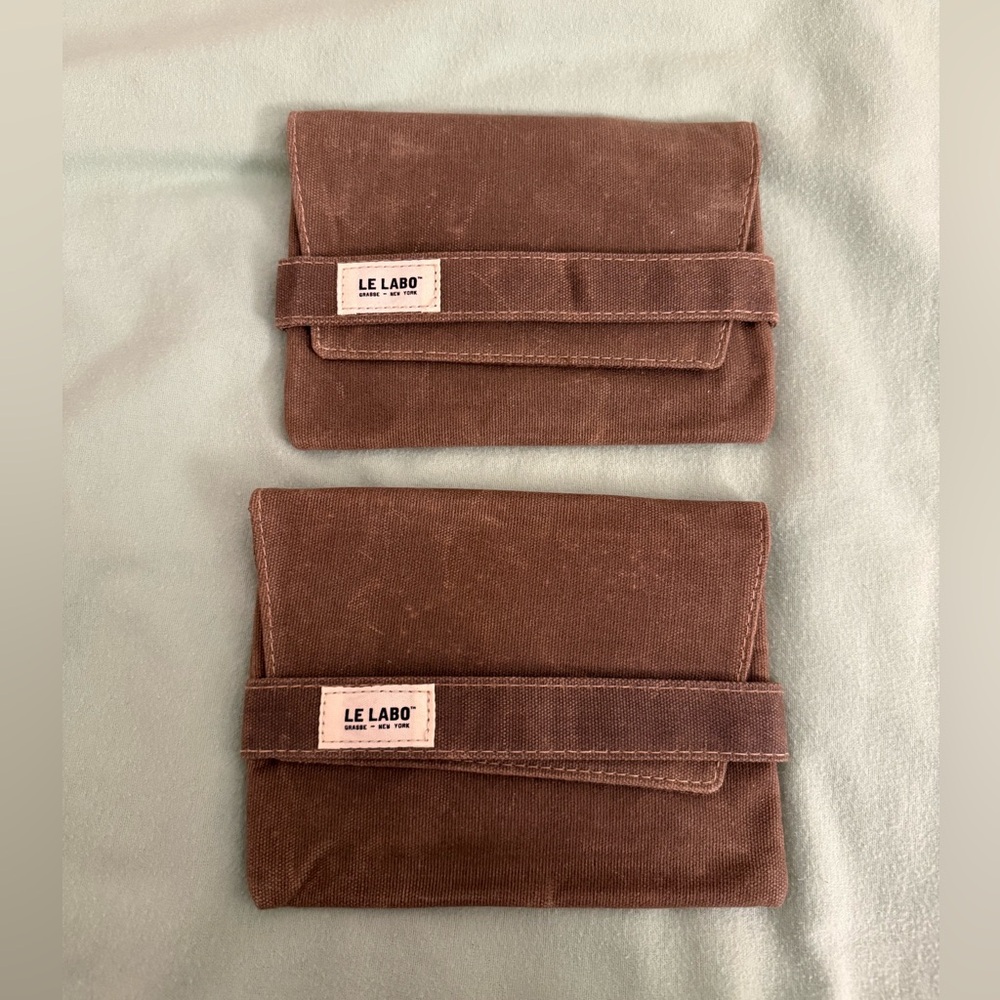 Le labo distressed brown canvas pouches (2 ct)